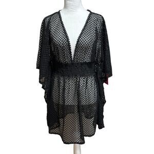Xhilaration Swimsuit Cover Up Womens XL Black Mesh Tassel Tie NWT Holiday Gift